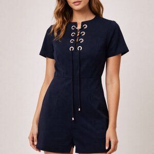 Rebecca Minkoff Mini Dress With Lace-Up Grommet Detail Size 00 Navy Blue